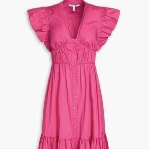 Derek Lam 10 Crosby Ruffled Cotton Poplin Midi dress magenta